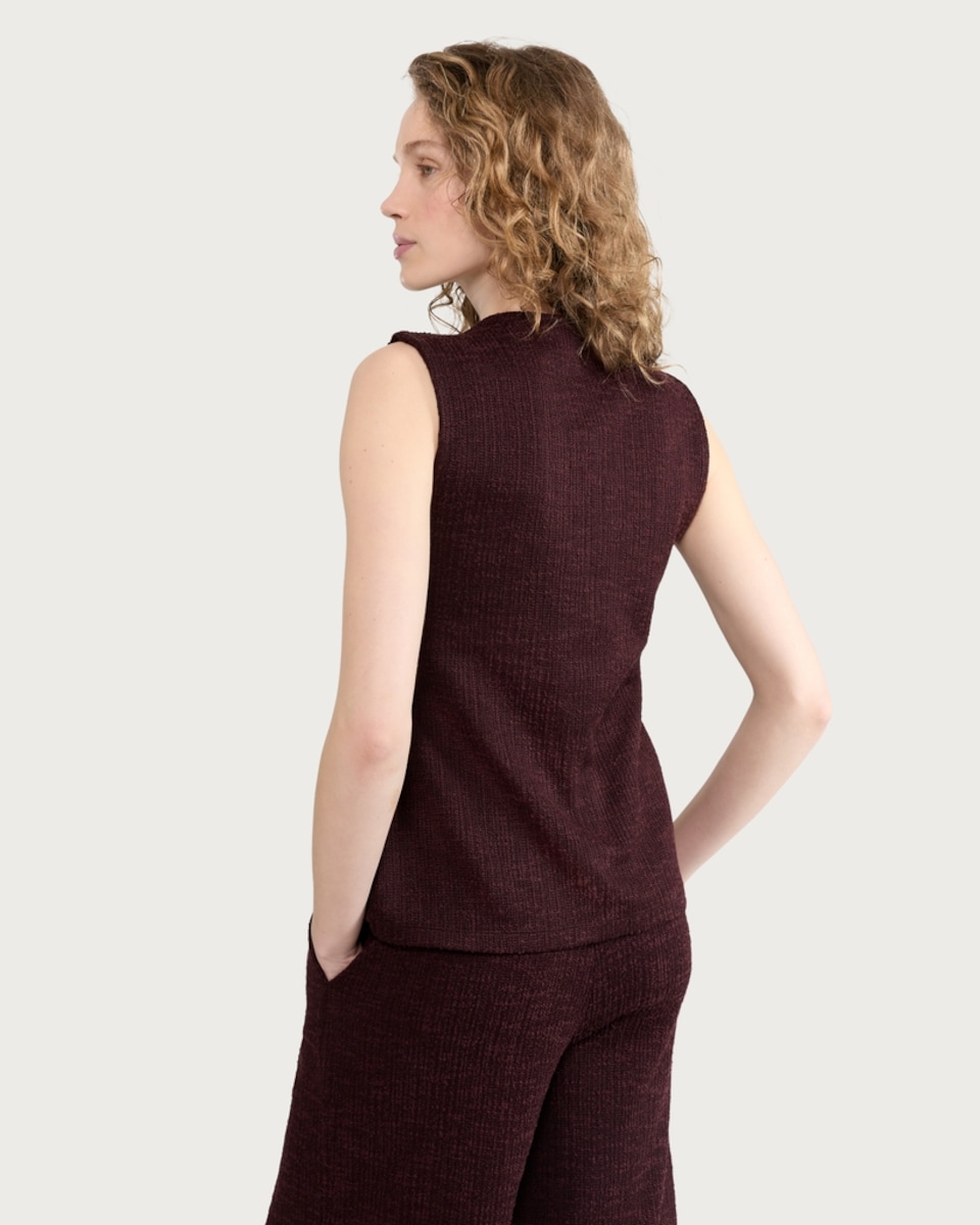 image 1 of The F&F Edit Textured Gold Accent Co-ord Waistcoat in Burgundy
