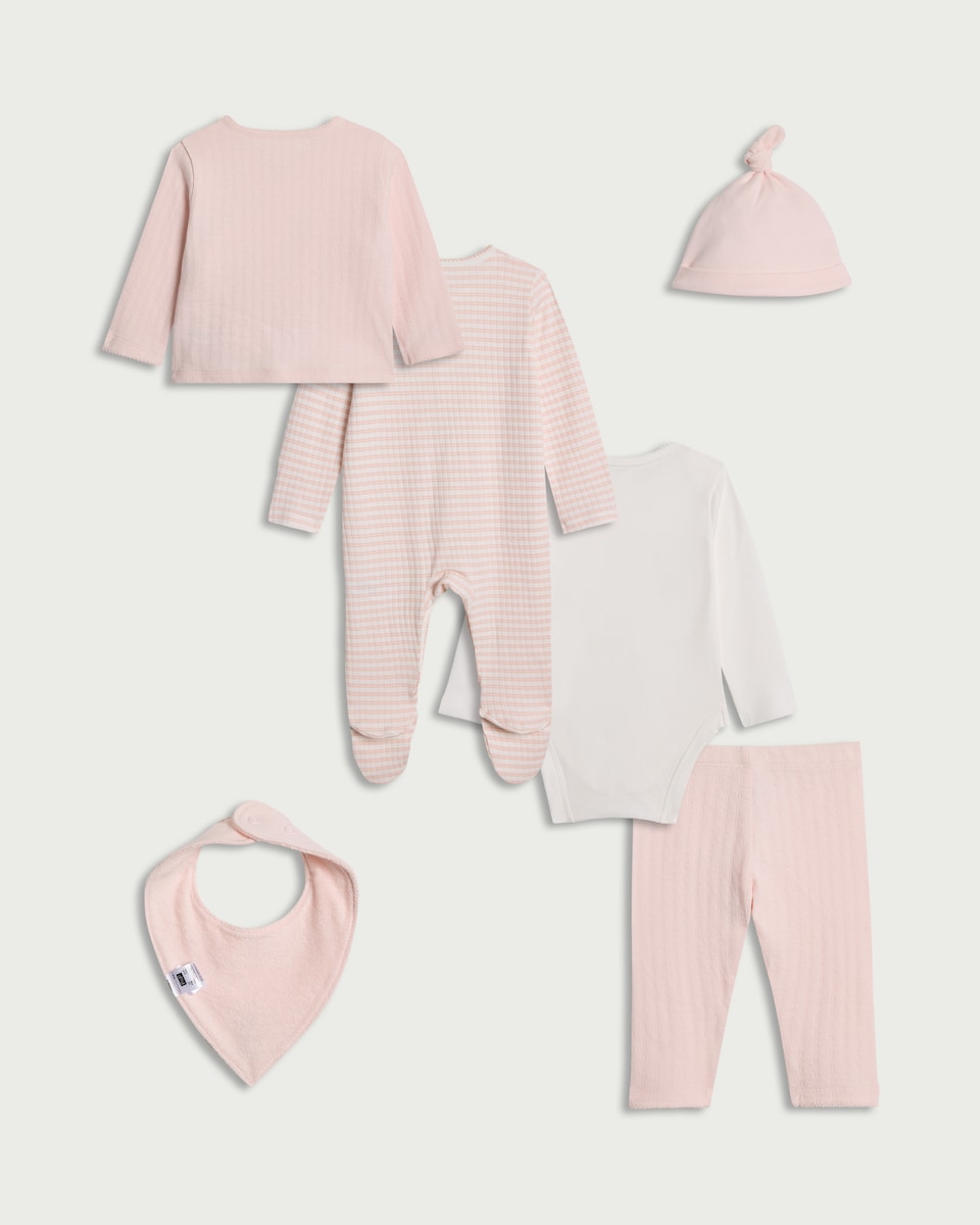 image 1 of F&F Baby 6-Piece Pure Cotton Set in Pink