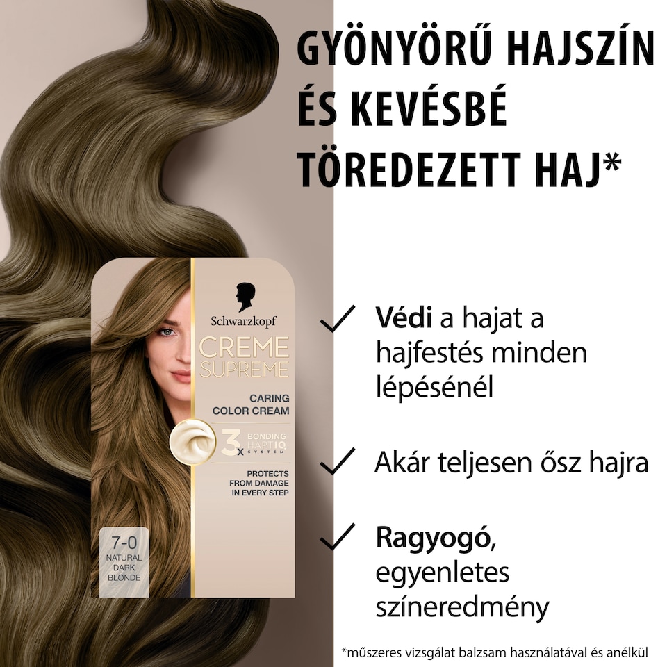 Schwarzkopf Creme Supreme tartós hajfesték 7-0 természetes szőke  1. kép