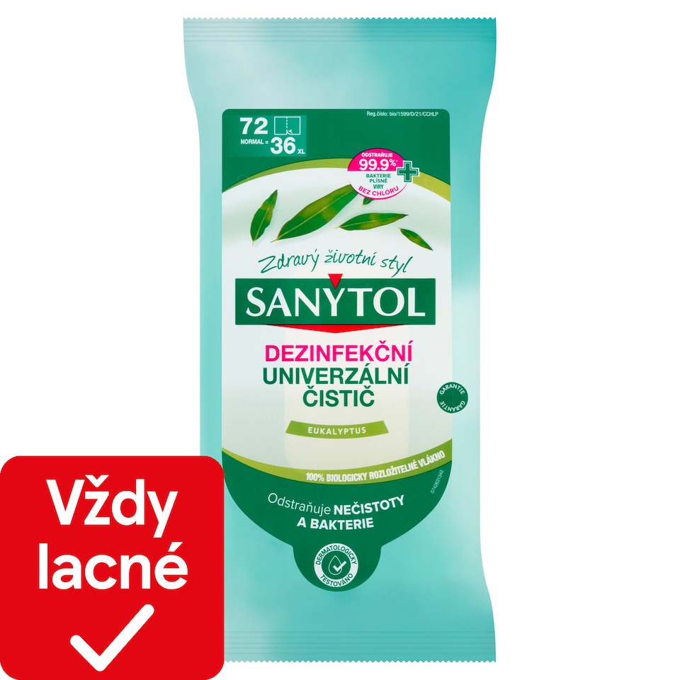 image 1 of Sanytol Disposable Cleaning Wipes Eucalyptus Scent 72 pcs
