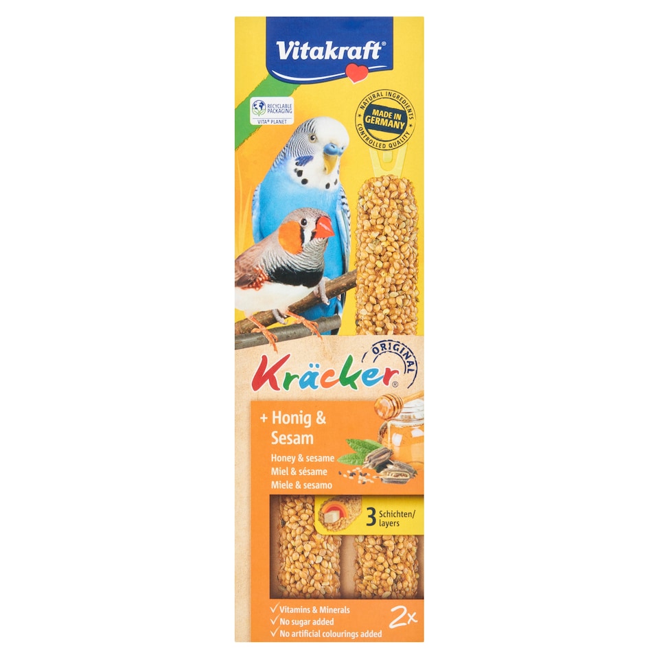 Vitakraft Kracker Honey & Sesame Budgie Sticks x2 60g
