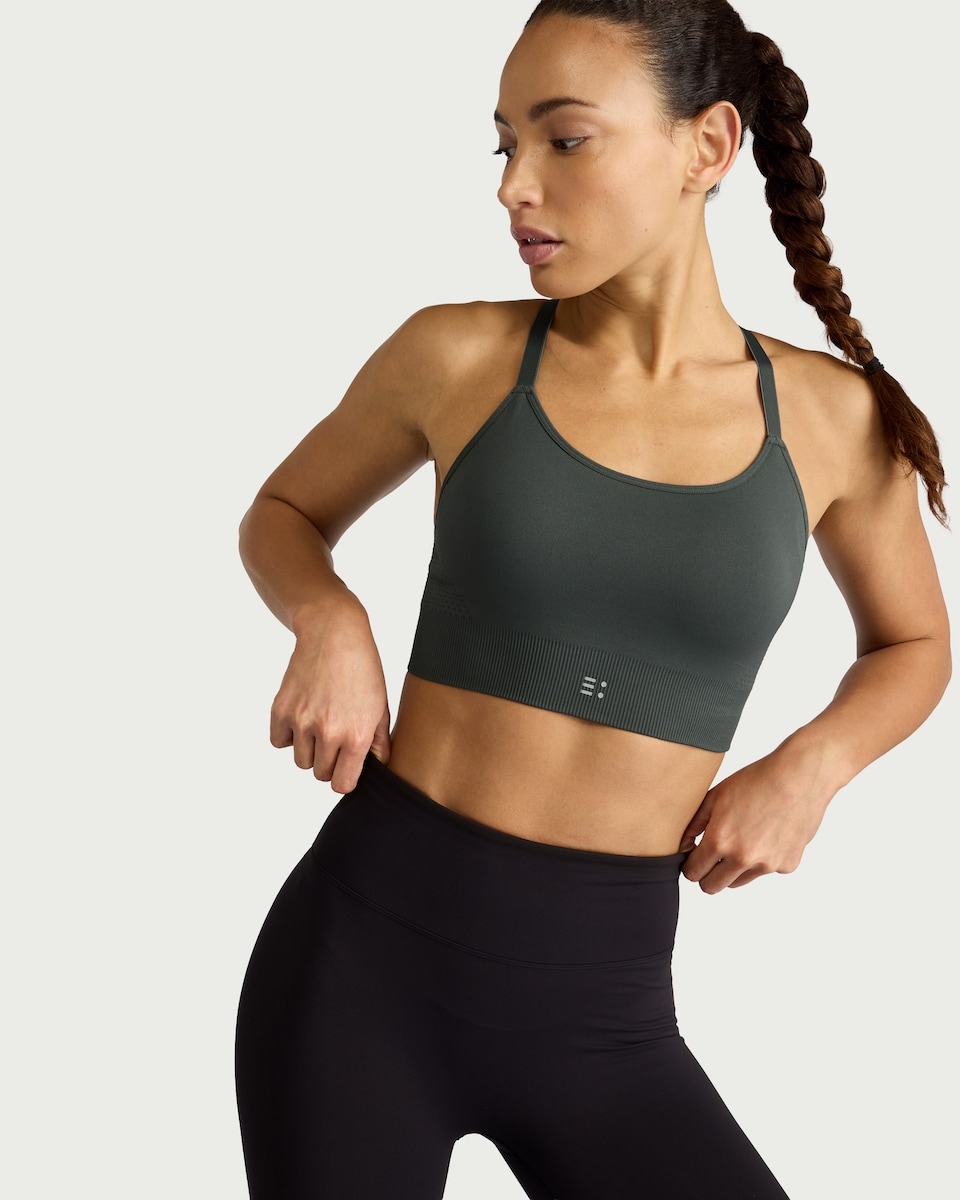 image 1 of F&F Active Seamfree Medium Support Sports Bra in Grey