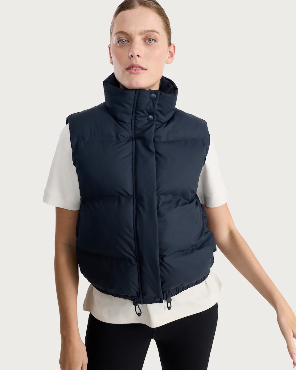 image 1 of F&F Active OUTDOOR Shower Resistant Padded Zip Through Gilet in Navy