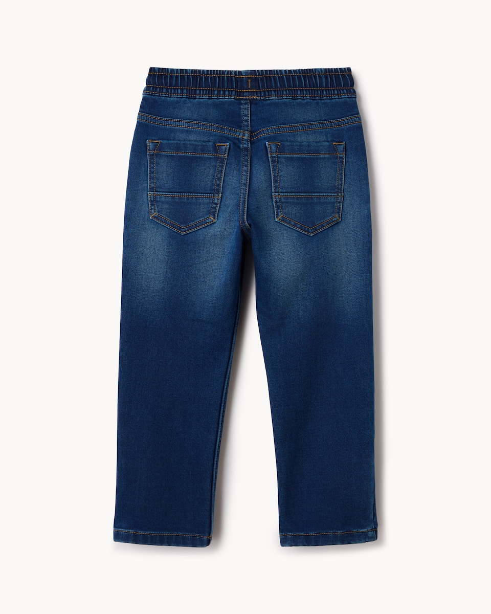 image 1 of F&F Boys Cotton Rich Pull On Jeans in Blue