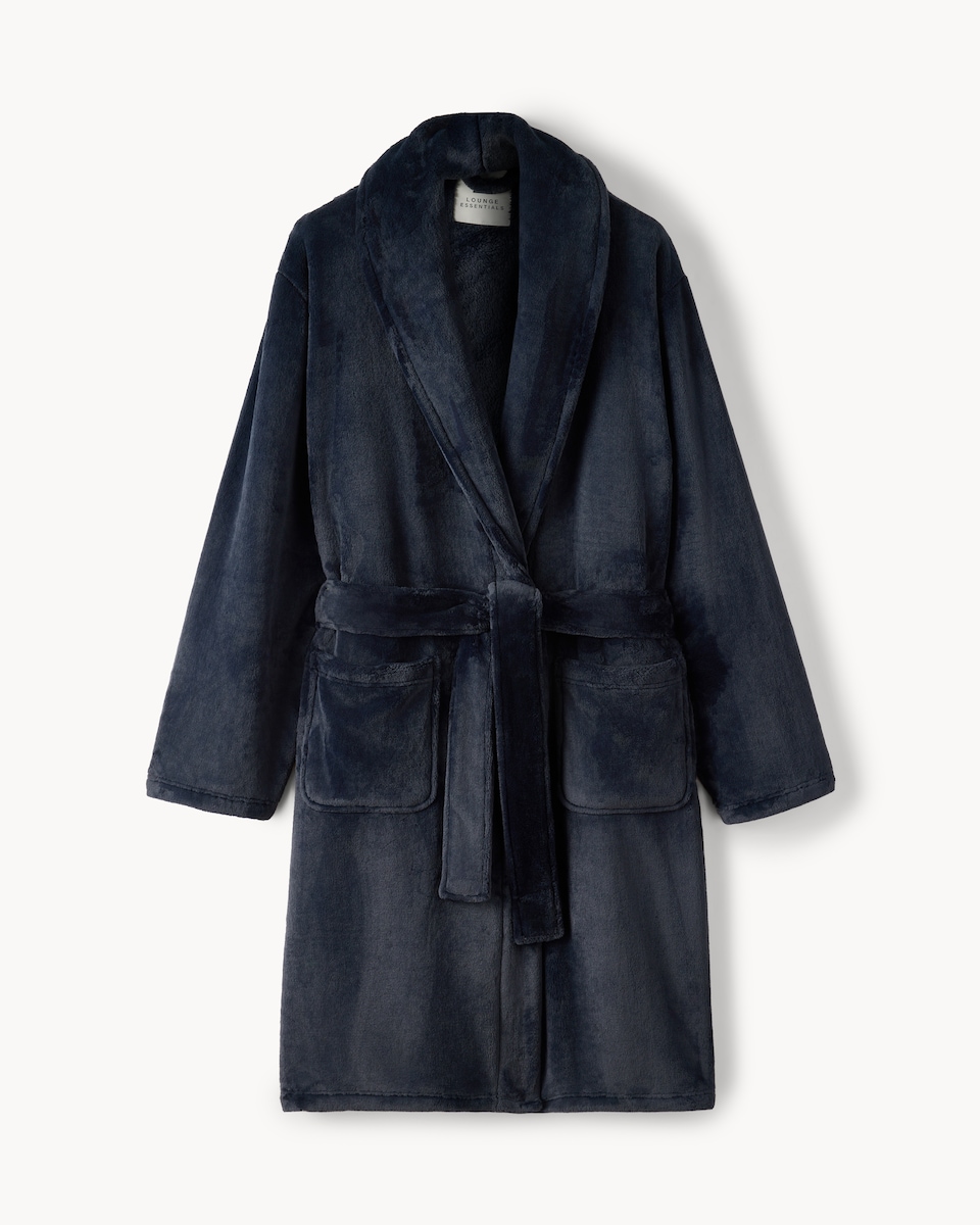 F&F Fleece Belted Dressing Gown in Navy