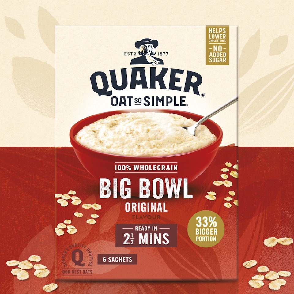 image 1 of Quaker Oat So Simple Big Bowl Original Porridge Sachets 6x38.5g