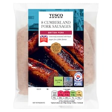 Tesco British Cumberland Sausages 8 Pack 454G