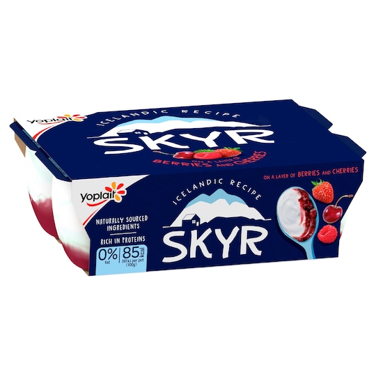 Yoplait Skyr Red Fruit Fat Free Yoghurt 4 X 100G Tesco Groceries