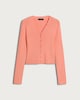 image 4 of F&F Ribbed Scalloped Edge Button Up Cardigan in Peach