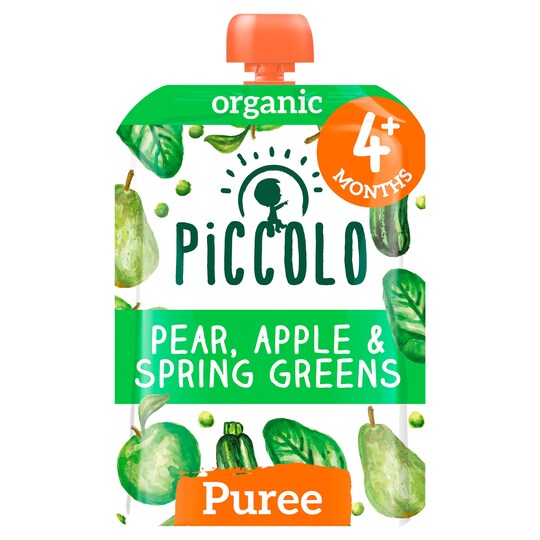Piccolo Organic Pear Apple & Spring Greens 100G Tesco Groceries
