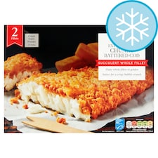 Tesco 2 Extra Large Battered Cod Fillets 400G