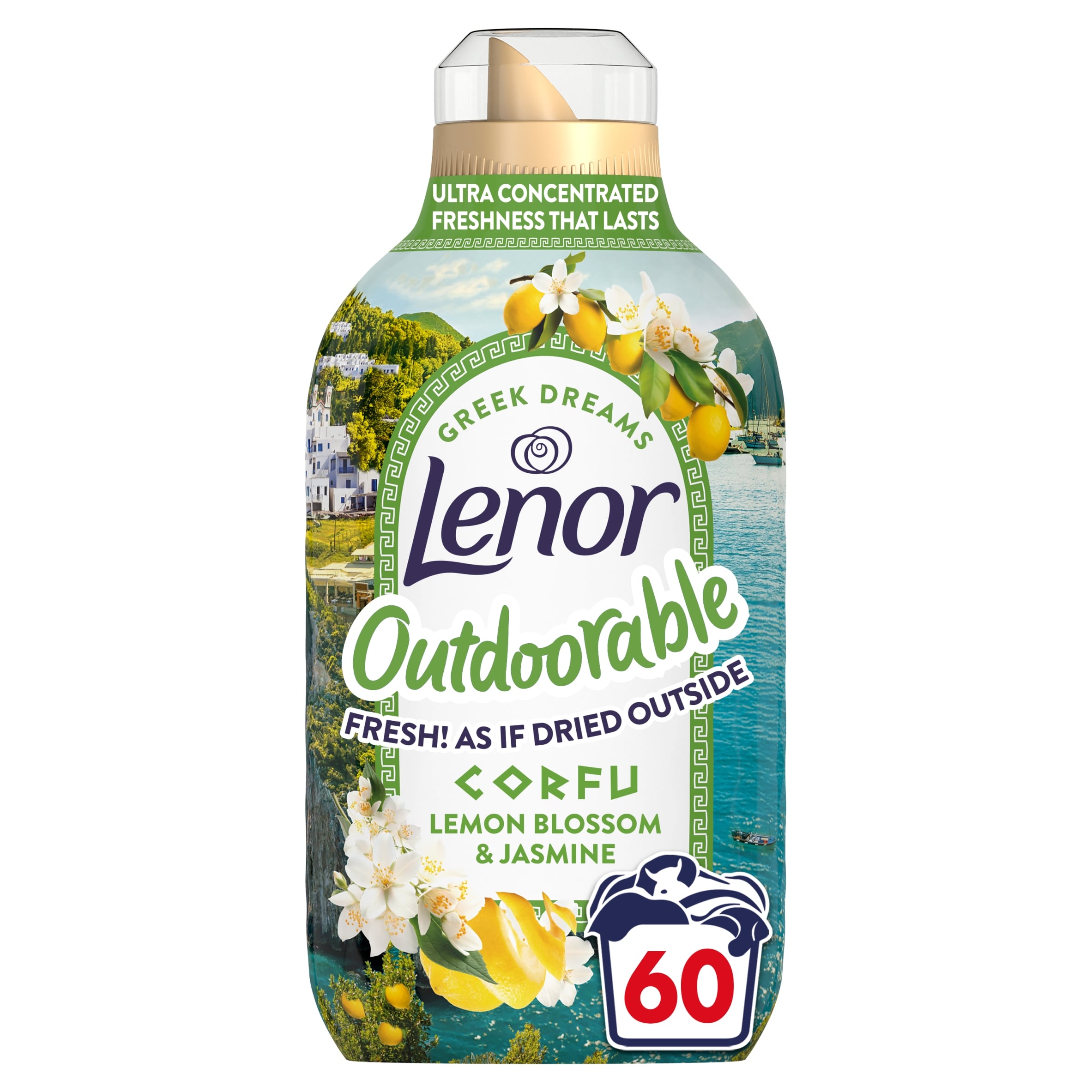 Lenor Outdoorable Greek Dreams Fabric Conditioner Corfu Lemon Blossom & Jasmine 60 Washes 840ml