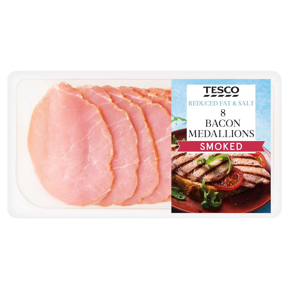 Tesco Reduced Fat & Salt Bacon Medallions - Smoked 8 Pack 240g