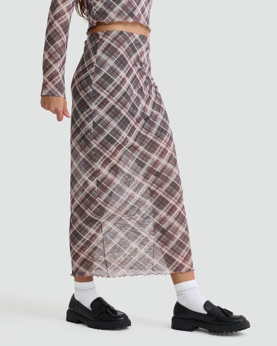 image 1 of OH ME OH MY Plaid Print Co-ord Skirt in Grey