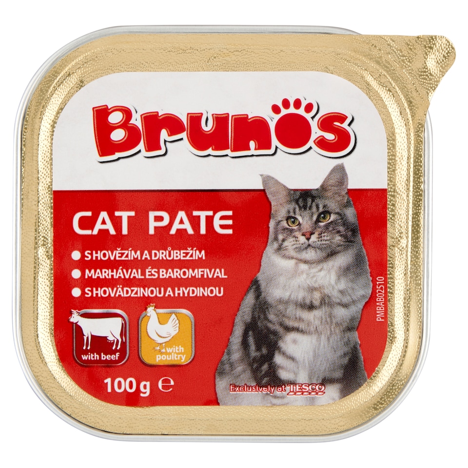Brunos Complete Food for Adult Cats, Pate with Beef and Poultry 100 g