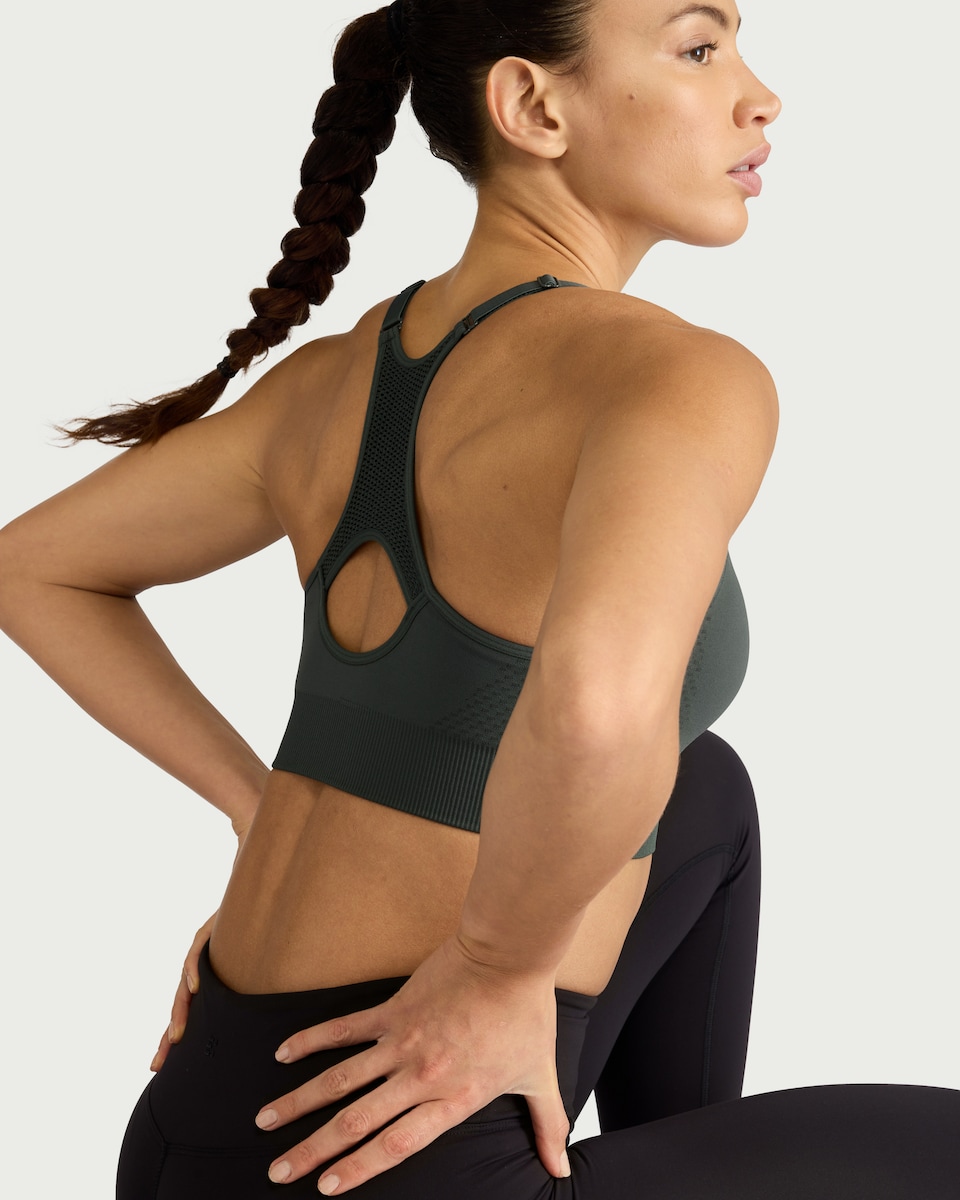 image 1 of F&F Active Seamfree Medium Support Sports Bra in Grey