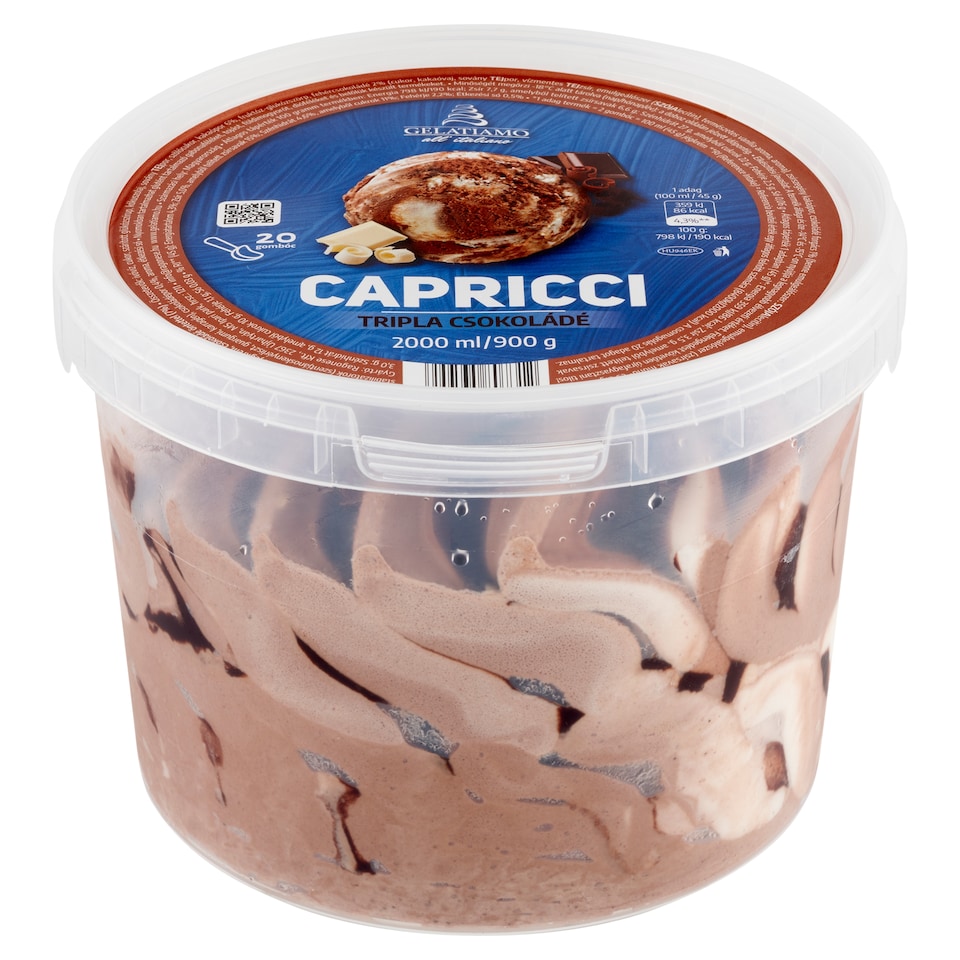 Gelatiamo Capricci Tripla Csokoládé csokoládés & fehércsokoládés jégkrém csokoládés öntettel 2000 ml