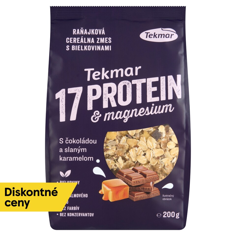 obrázok 1 z Tekmar 17 Protein & Magnesium raňajková cereálna zmes s čokoládou a karamelom 200 g
