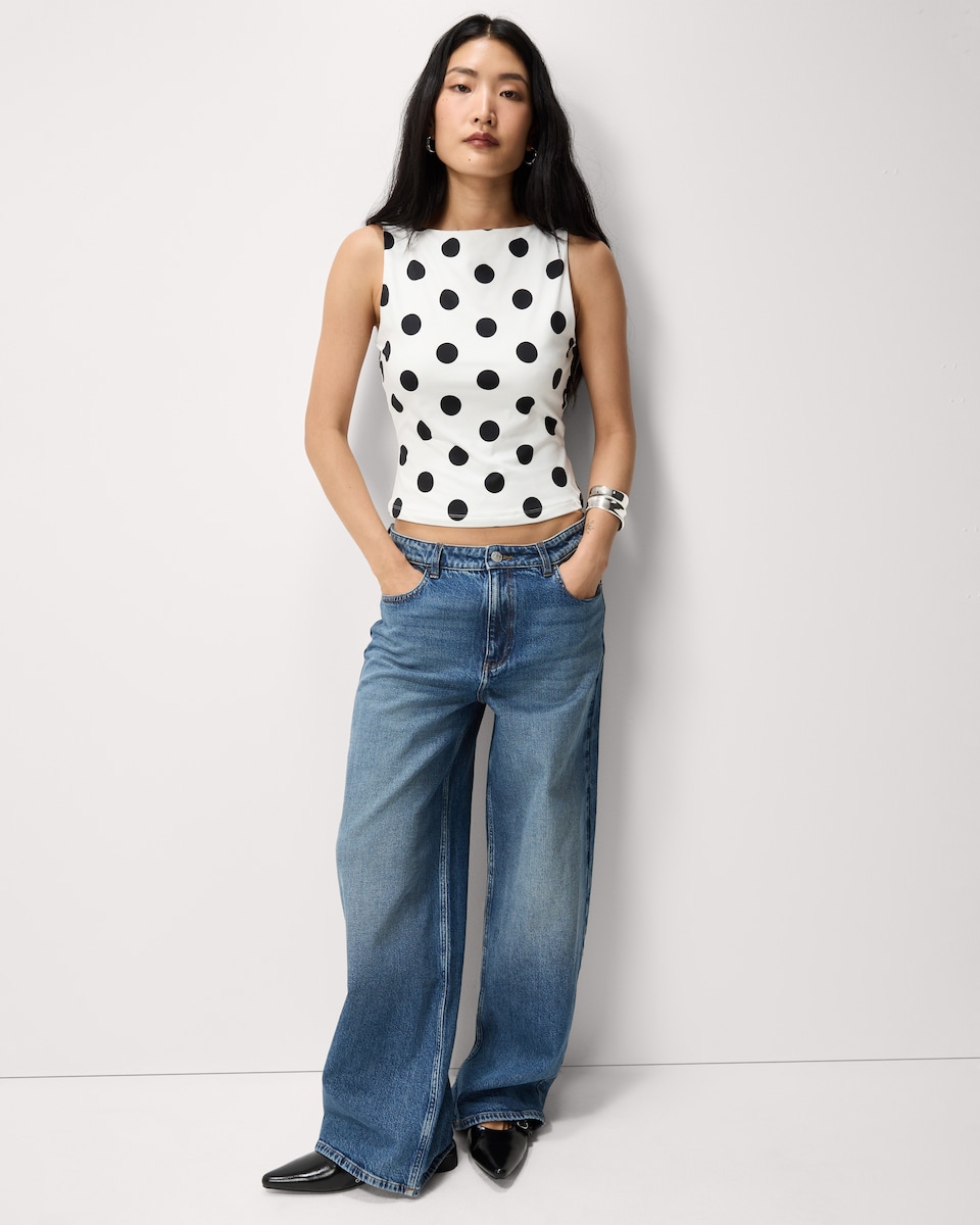 image 1 of F&F Polyamide Polka Dot Vest in Multi White