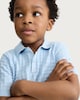 image 1 of F&F Boys Pure Cotton Textured Knitted Polo Shirt in Blue