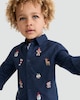 image 3 of F&F Boys Pure Cotton Christmas Embroidered Shirt in Navy
