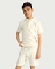 image 2 of F&F Boys 2-Piece Cotton Rich Textured Polo Shirt and Shorts Set in Cream