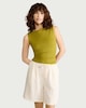 image 2 of F&F Polyamide Slash Neck Sleeveless Top in Green
