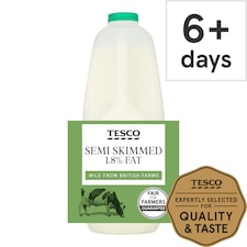 Tesco British Semi Skimmed Milk 3.408L, 6 Pints