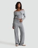 image 2 of OH ME OH MY Ribbed Fold Over Waist Trousers in Grey