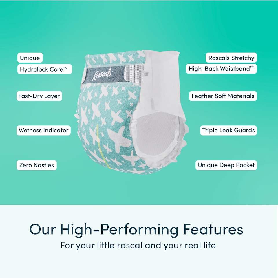 image 1 of Rascals Premium Nappies, Size 3 | 44 Pack