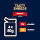 obrázok 3 z Felix Tasty Shreds kapsičky pre mačky hovädzie, kura v šťave 4 x 80 g