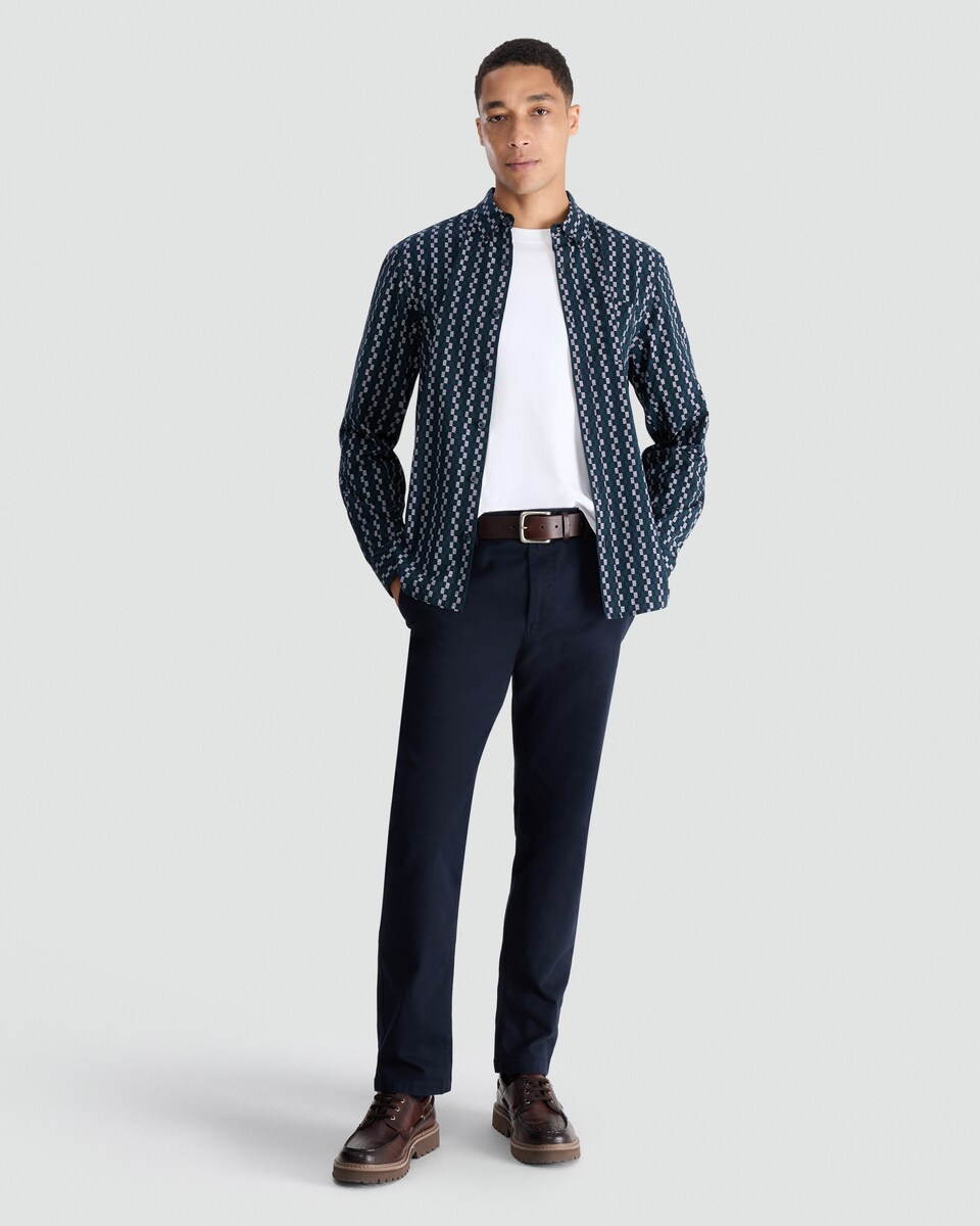 image 1 of F&F FREEFIT® Slim Leg Chino Trousers in Navy