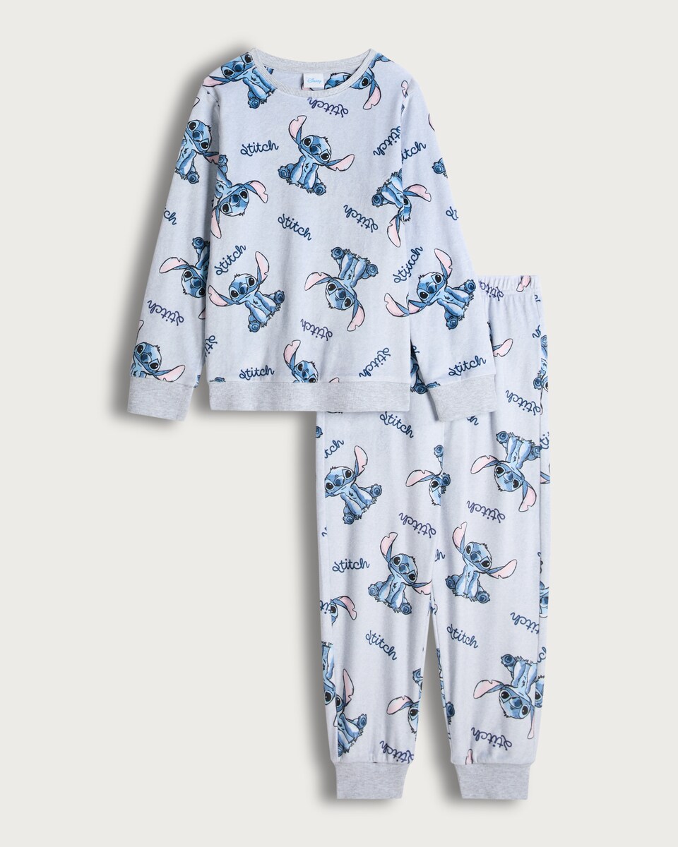 image 1 of Disney Lilo and Stitch Print Pyjamas in Grey