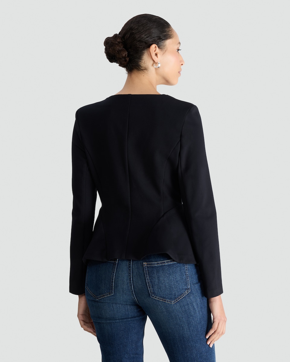 image 1 of F&F Ponte Square Neck Buttoned Jacket  in Black