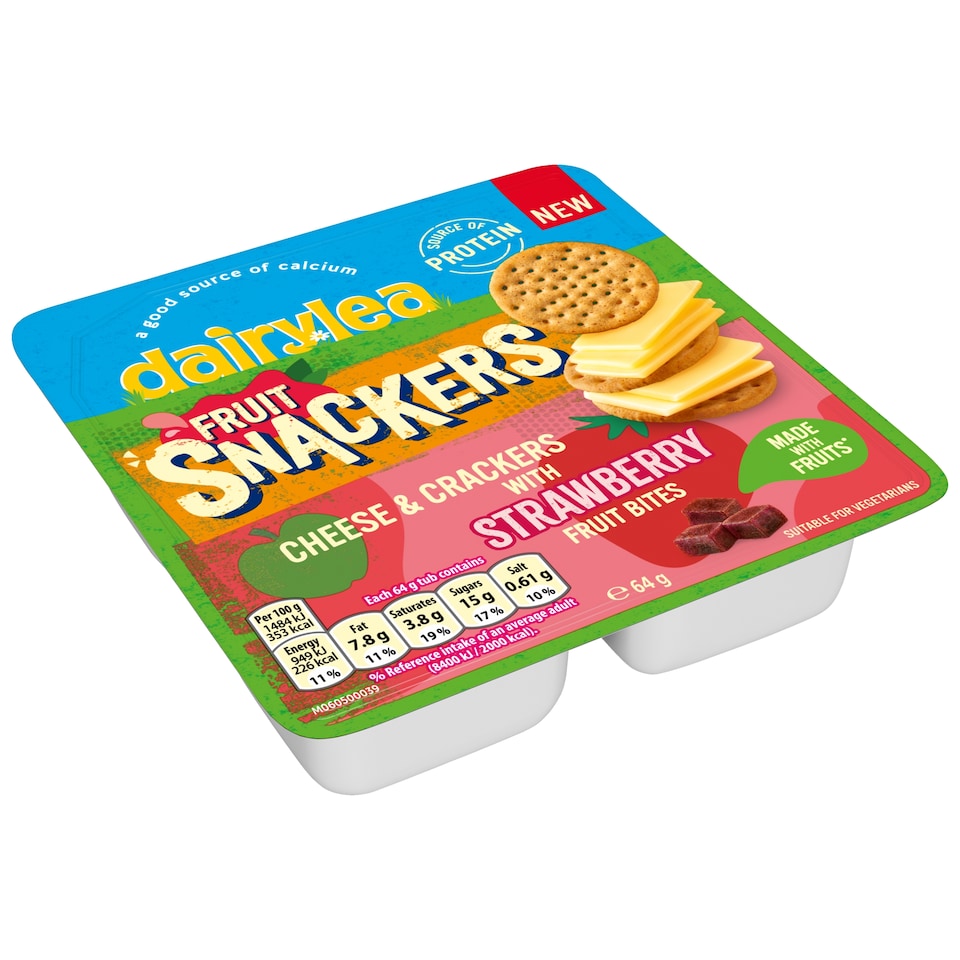 image 1 of Dairylea Fruit Snackers Cheese & Crackers with Strawberry Fruit Bites 64g