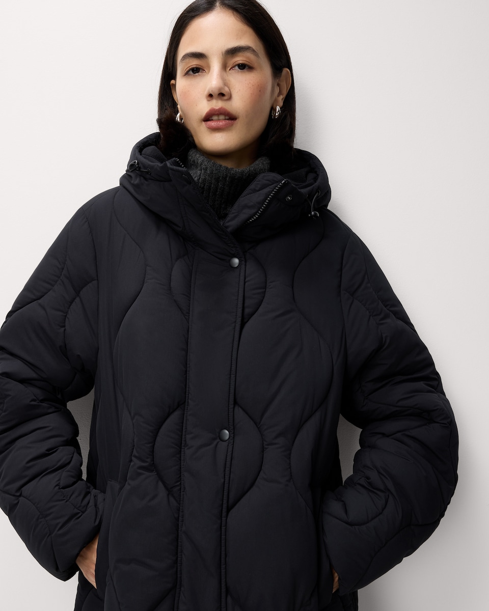 image 1 of F&F Shower Resistant Duvet Coat in Black