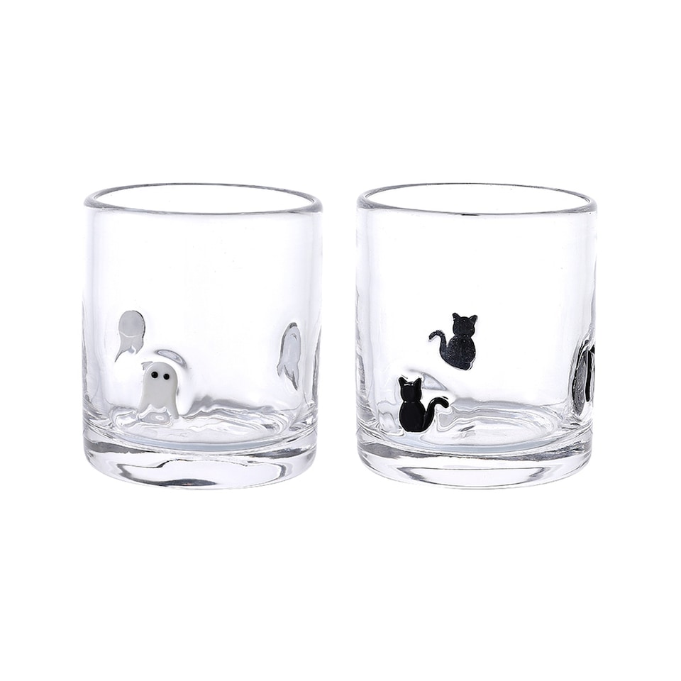 F&F Home Halloween Ghost / Cat Infused Glass Assortment