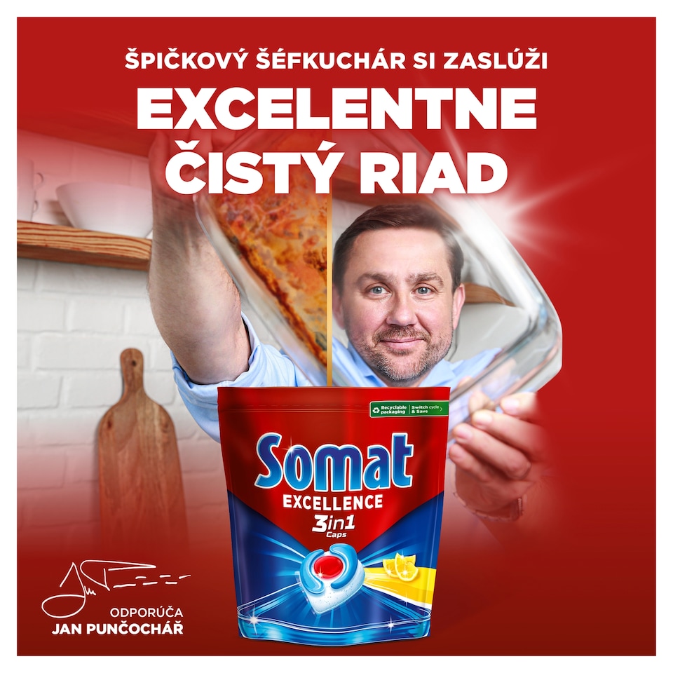 image 1 of Somat Excellence 3in1 Lemon Fresh Dishwasher Tablets 70 pcs 1267 g