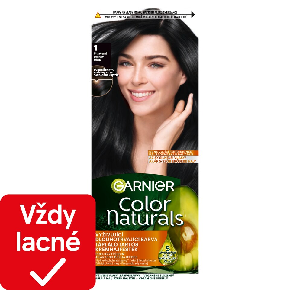 Garnier Color Naturals permanentná farba na vlasy 1 Ultra čierná, 60 +40 +12 ml