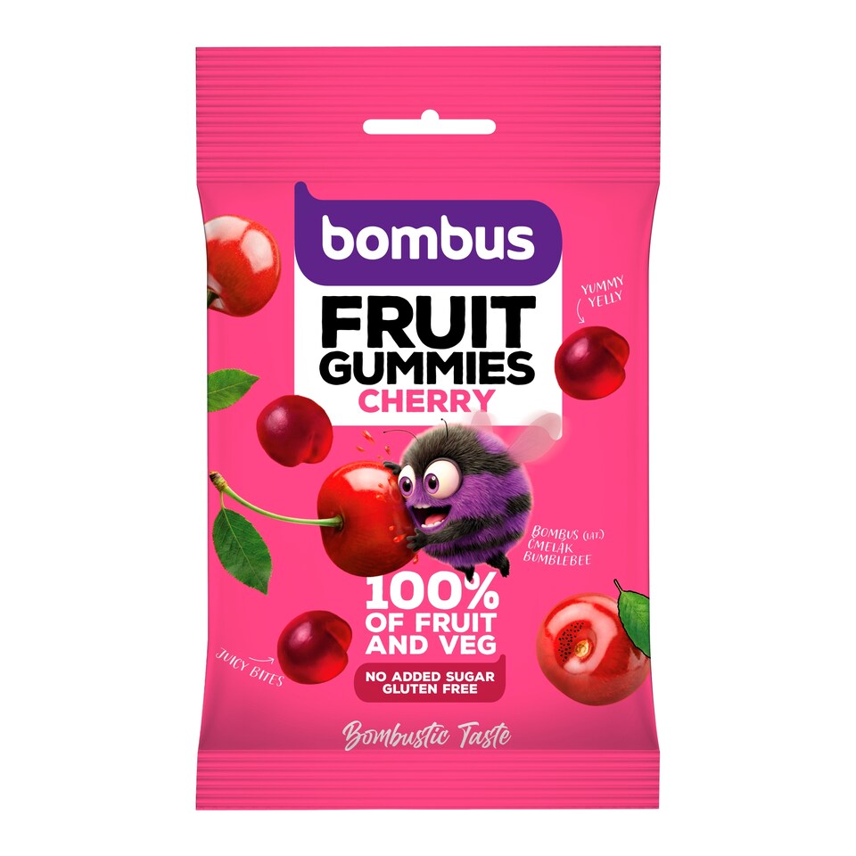 bombus Fruit Gummies ovocné kúsky čerešňa 35 g