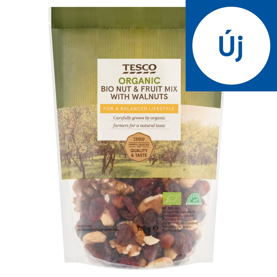 Tesco Organic Bio Nut & Fruit Mix With Walnuts 125 g