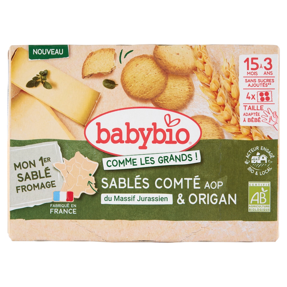 Babybio Bio křehké sušenky se sýrem sablé comté a oregánem 72g