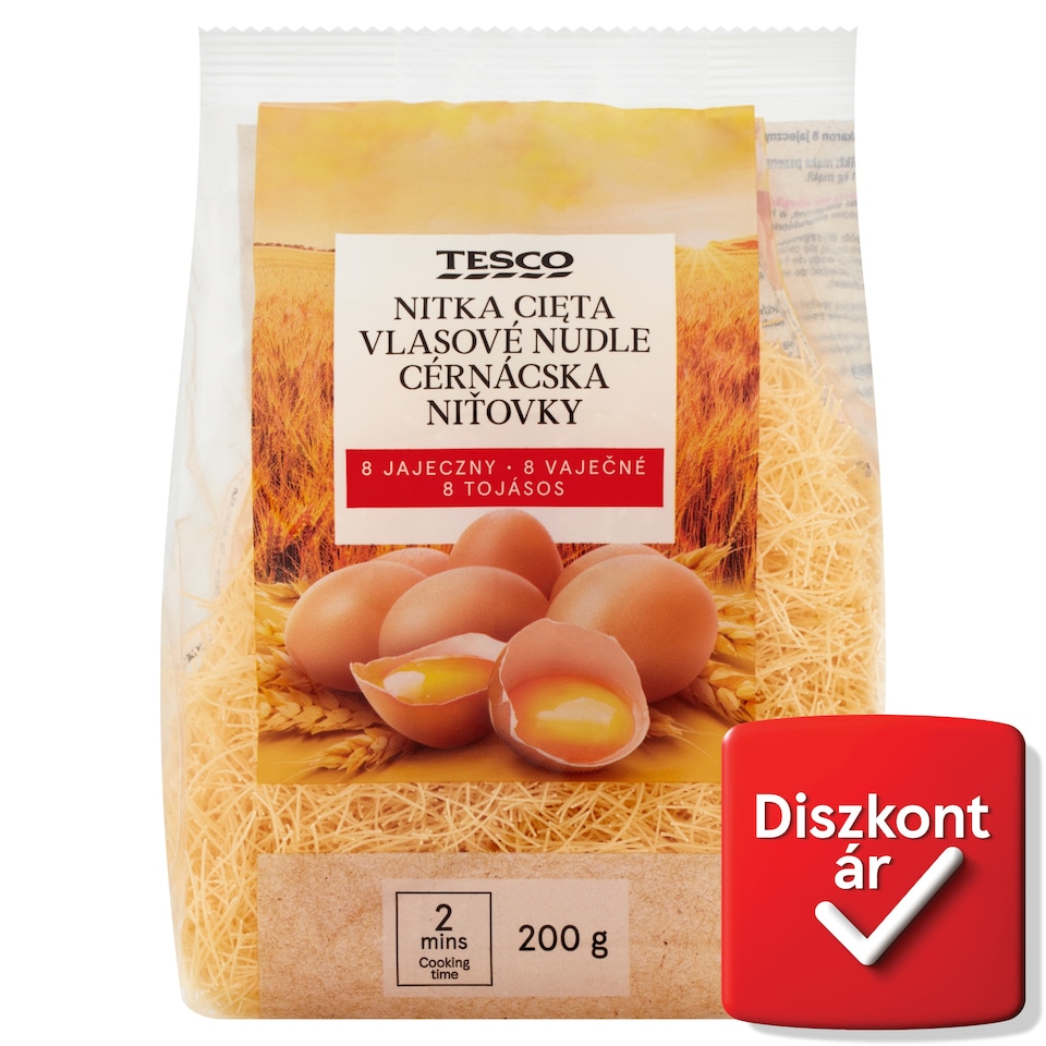 Tesco cérnácska 8 tojásos száraztészta 200 g