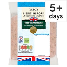 Tesco British Lincolnshire Sausages 8 Pack 454G