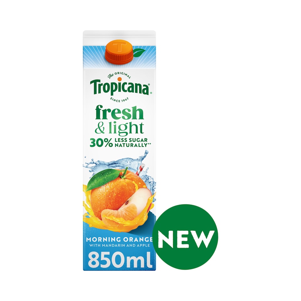 image 1 of Tropicana Fresh & Light Morning Orange Juice Drink 850ml