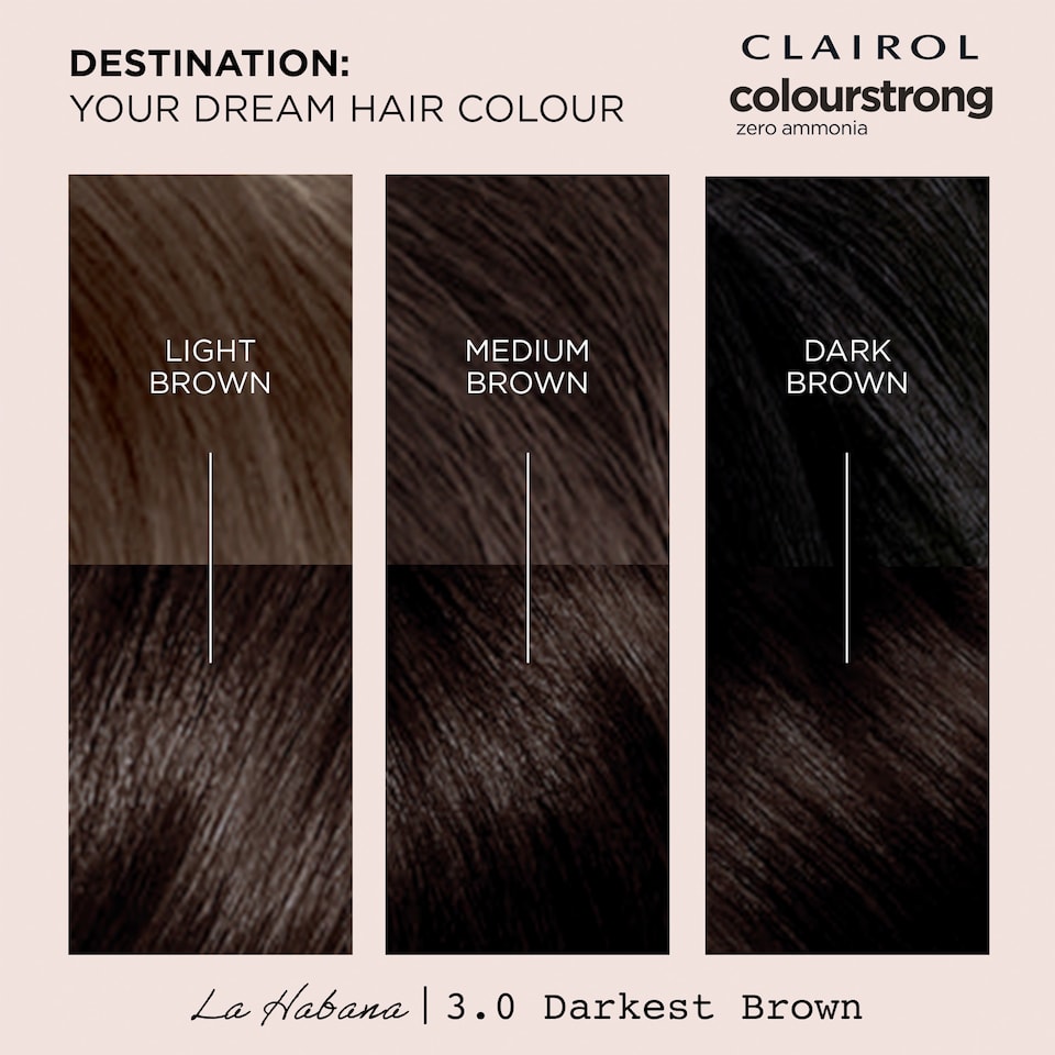 image 1 of CLAIROL COLOUR STRONG PERMANENT HAIR DYE - 3.0 DARKEST BROWN