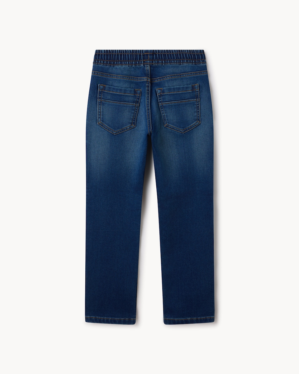 image 1 of F&F Boys Cotton Rich Pull On Jeans in Multi Blue