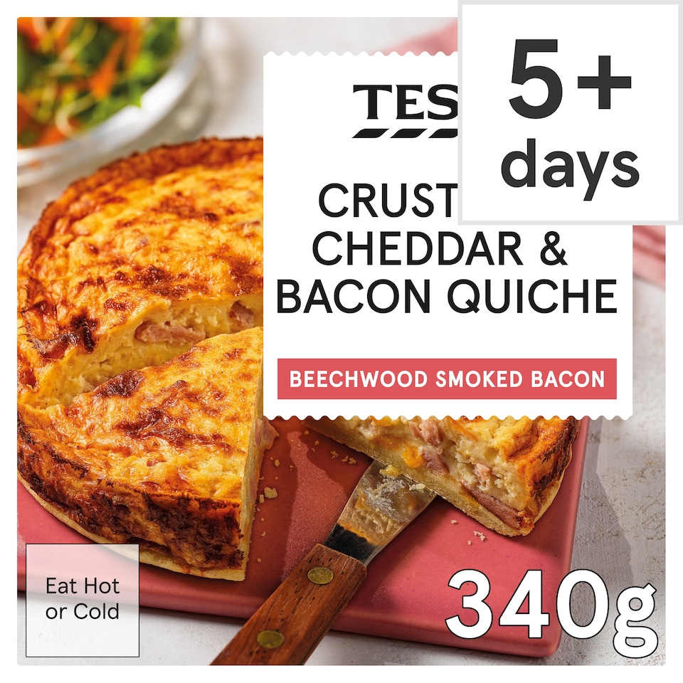 Tesco Crustless Cheddar & Bacon Quiche 340g