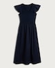 image 4 of F&F Cotton Rich V Neck Flutter Sleeve Midi Dress in Navy