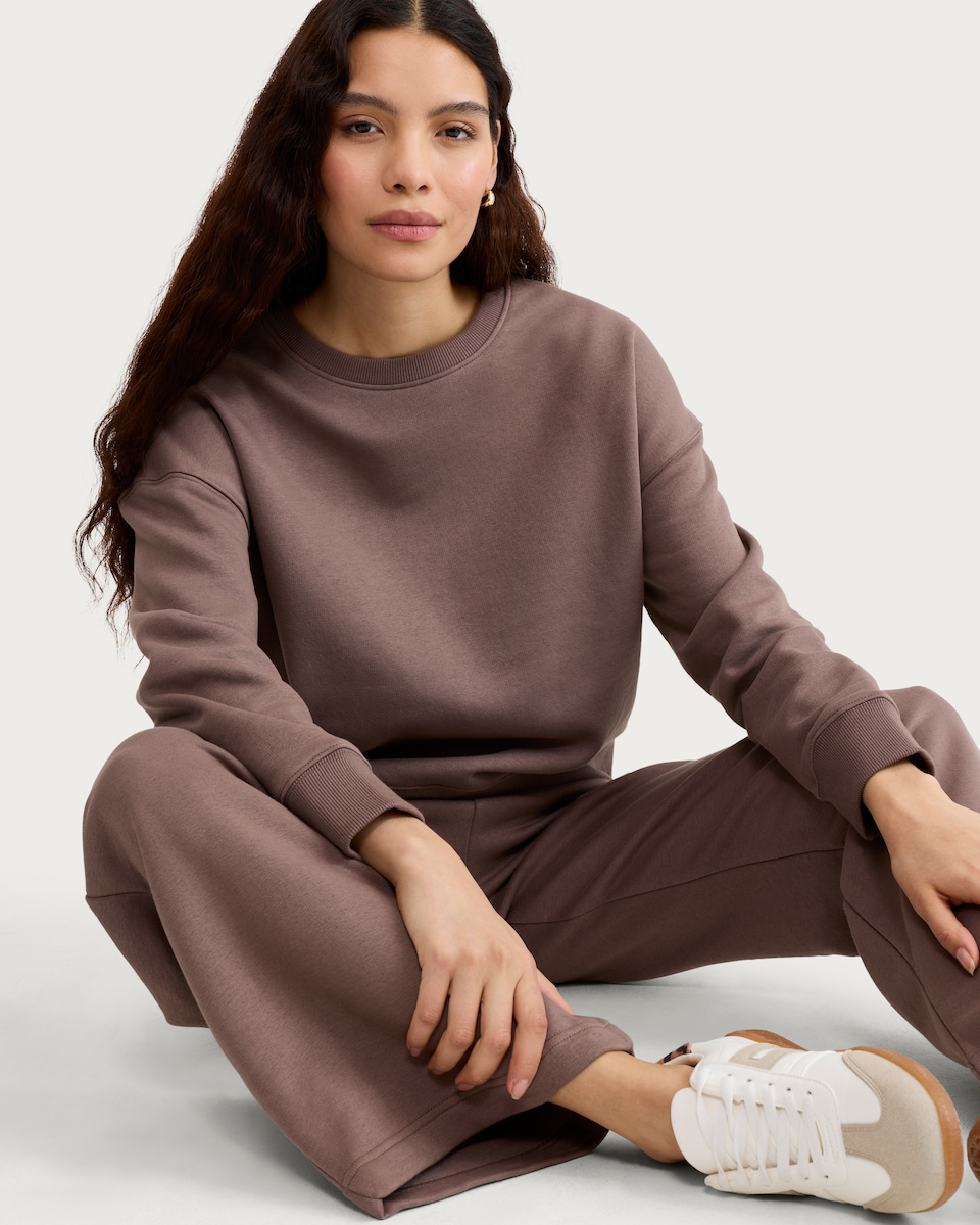 image 1 of F&F Active Cotton Rich Crew Neck Co-ord Sweatshirt in Mink